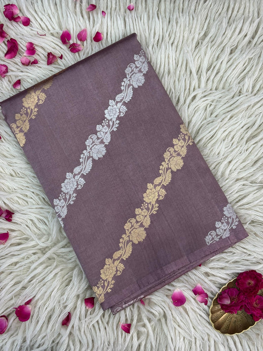 Pure Raw Mango Handloom Saree Mauve (Resham Aam)