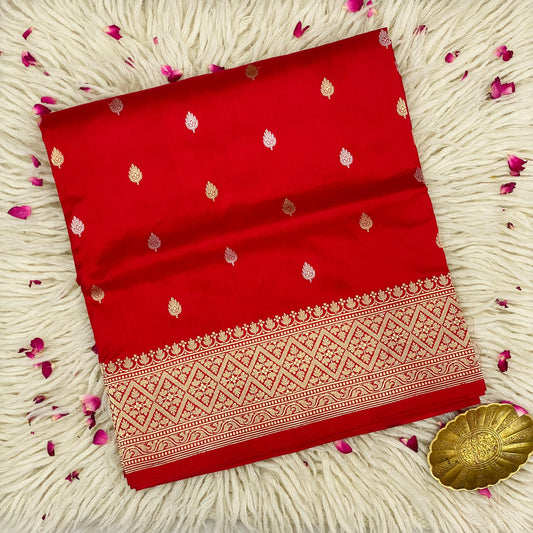 Pure handloom Katan Saree red