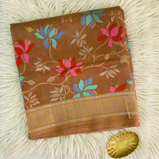 Pure Jamdani Handloom Saree Earthy Copper (Jamdaniya)