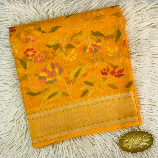 Pure Jamdani Handloom Saree Yellow (Jamdaniya)