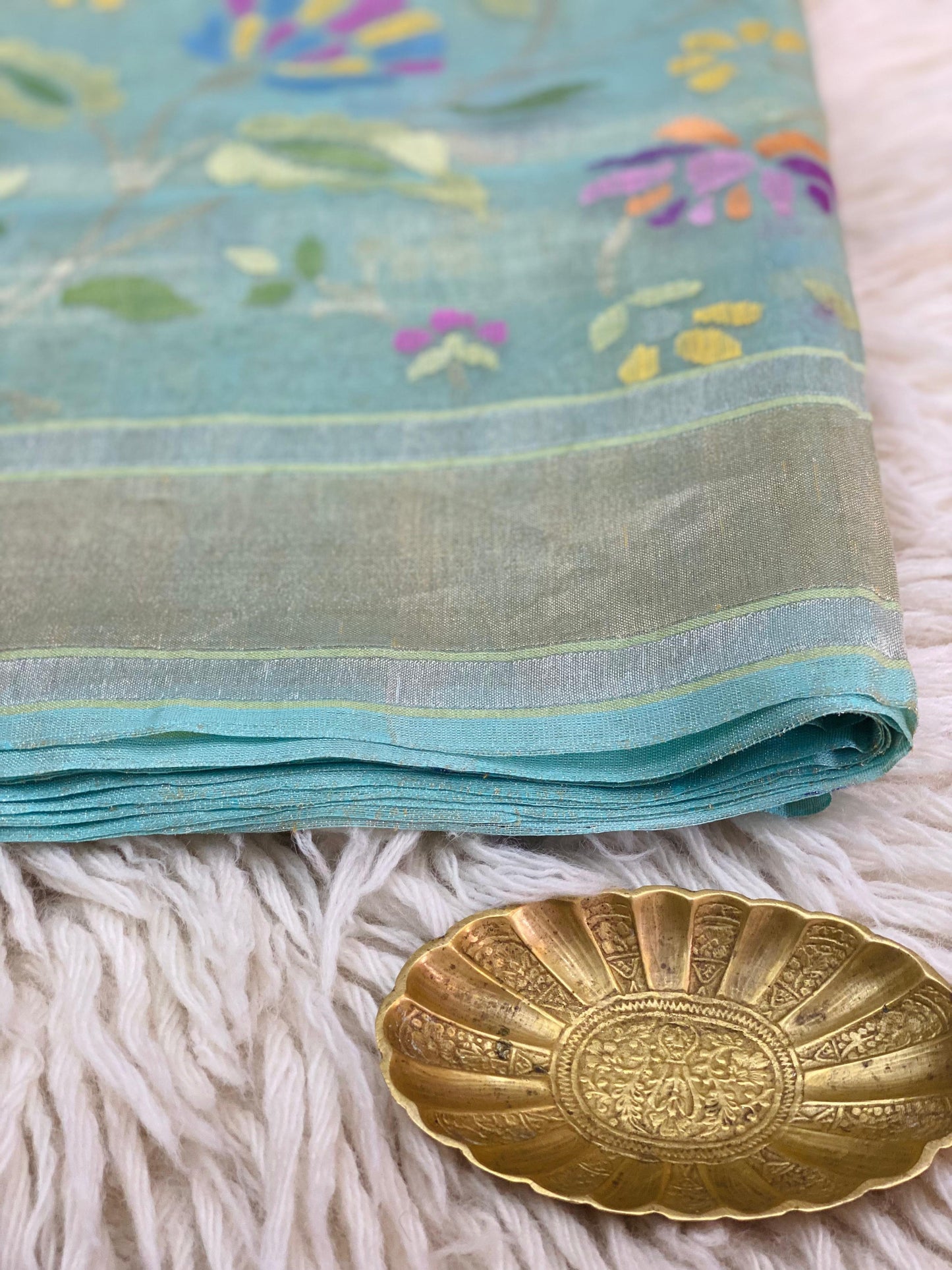 Pure Jamdani Handloom Saree Mint Green (Jamdaniya)