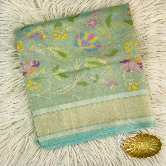 Pure Jamdani Handloom Saree Mint Green (Jamdaniya)