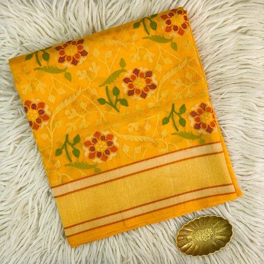 Pure Jamdani Handloom Saree Yellow (Jamdaniya)